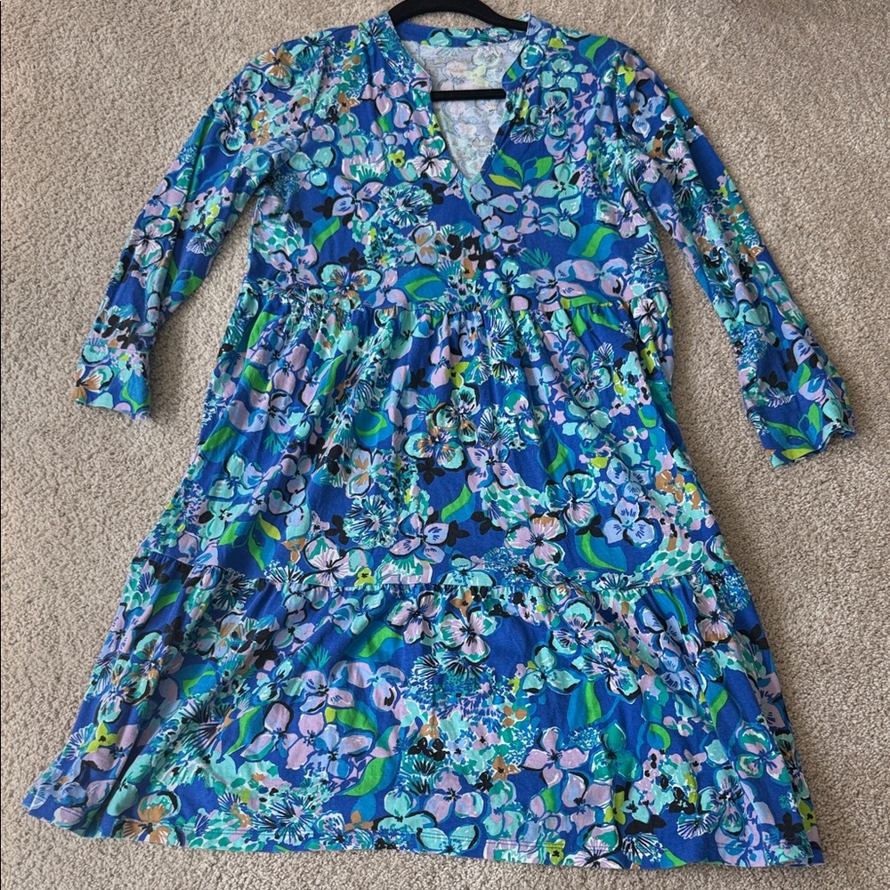 Lilly Pulitzer Alaina knit swing dress in Twilight Tropics. Size M